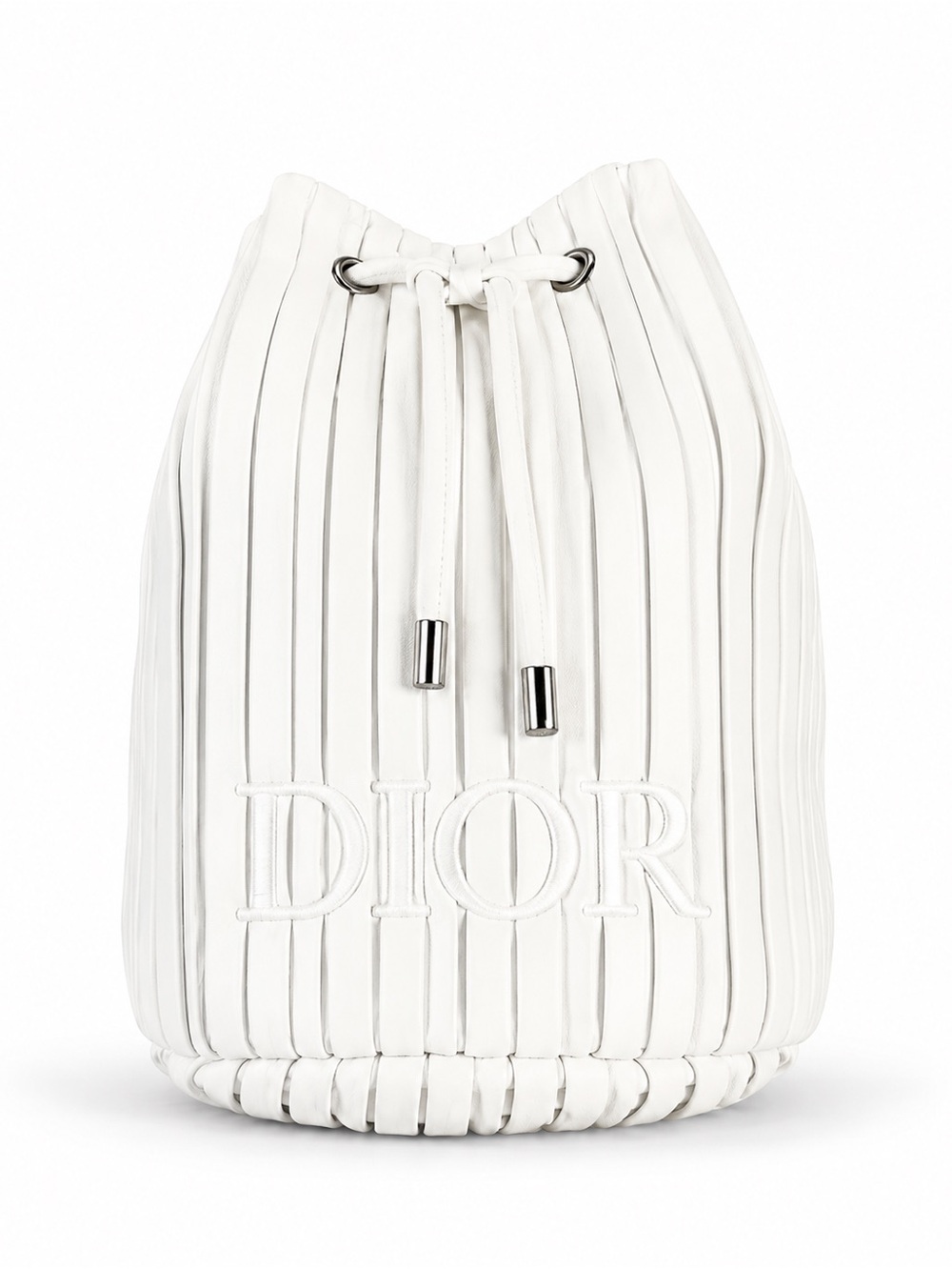 🤍 💅🏽 DIOR White Pleated Drawstring Pouch (NEW IN BOX) Cosmetic Beauty Bag 💅🏽 🤍